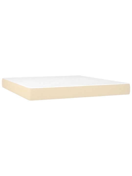 Box spring postel s matrací a LED krémová 180x200 cm textil
