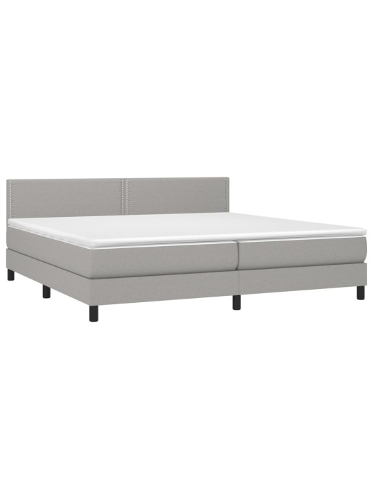 Box spring postel s matrací a LED světle šedá 200x200 cm textil