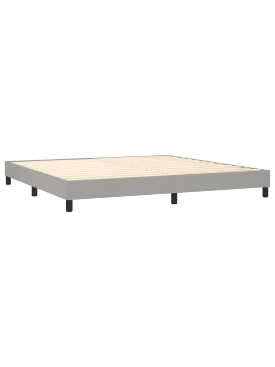 Box spring postel s matrací a LED světle šedá 200x200 cm textil