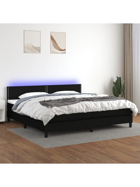 Box spring postel s matrací a LED černá 200x200 cm textil