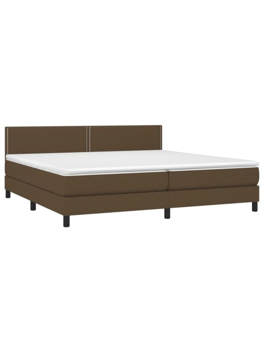 Box spring postel s matrací a LED tmavě hnědá 200x200 cm textil