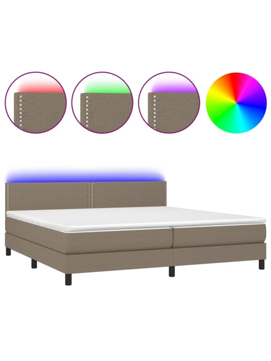 Box spring postel s matrací a LED taupe 200x200 cm textil