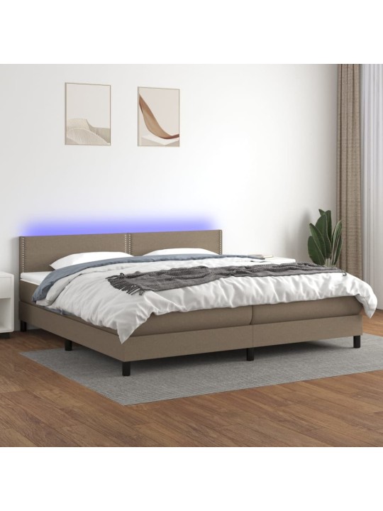 Box spring postel s matrací a LED taupe 200x200 cm textil