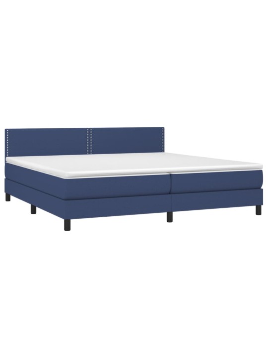 Box spring postel s matrací a LED modrá 200x200 cm textil