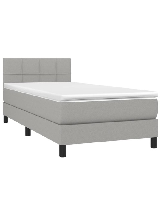 Box spring postel s matrací a LED světle šedá 80x200 cm textil