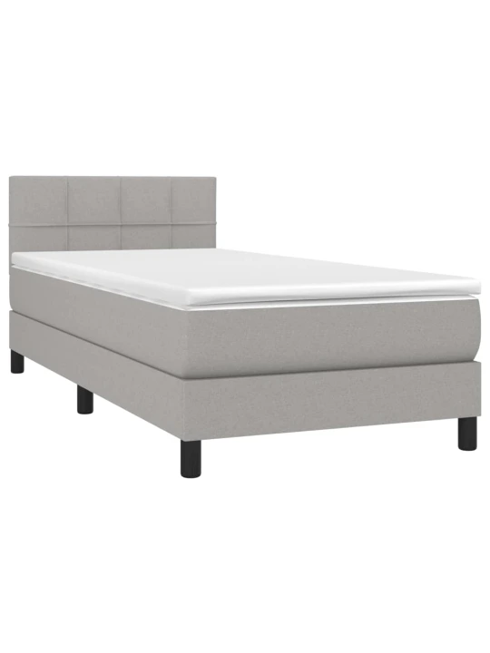 Box spring postel s matrací a LED světle šedá 90x190 cm textil