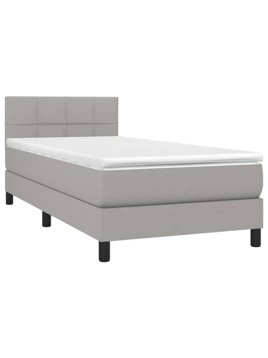 Box spring postel s matrací a LED světle šedá 100x200 cm textil