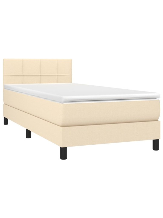 Box spring postel s matrací a LED krémová 100x200 cm textil