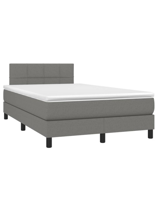 Box spring postel s matrací a LED tmavě šedá 120x200 cm textil