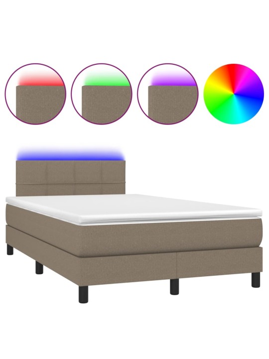 Box spring postel s matrací a LED taupe 120 x 200 cm textil