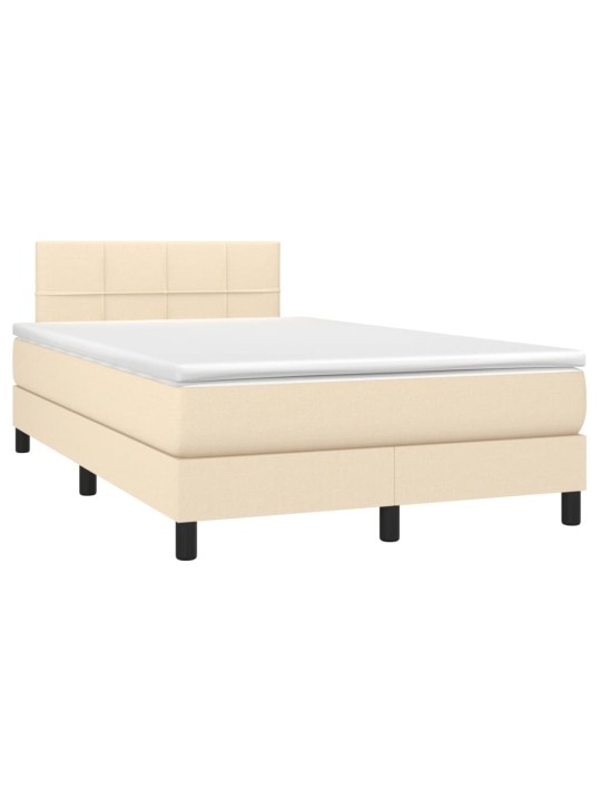 Box spring postel s matrací a LED krémová 120 x 200 cm textil