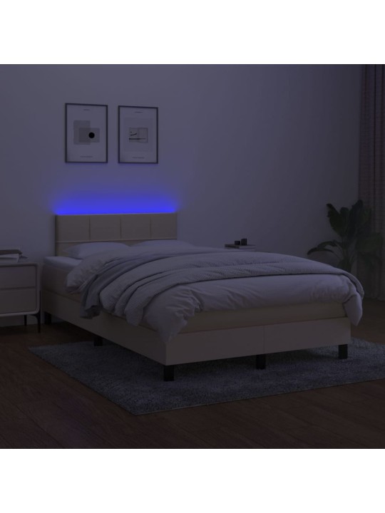 Box spring postel s matrací a LED krémová 120 x 200 cm textil