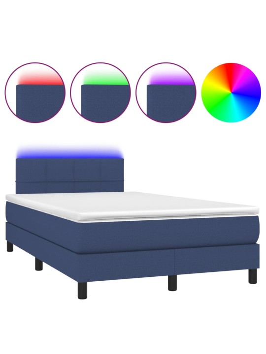 Box spring postel s matrací a LED modrá 120 x 200 cm textil