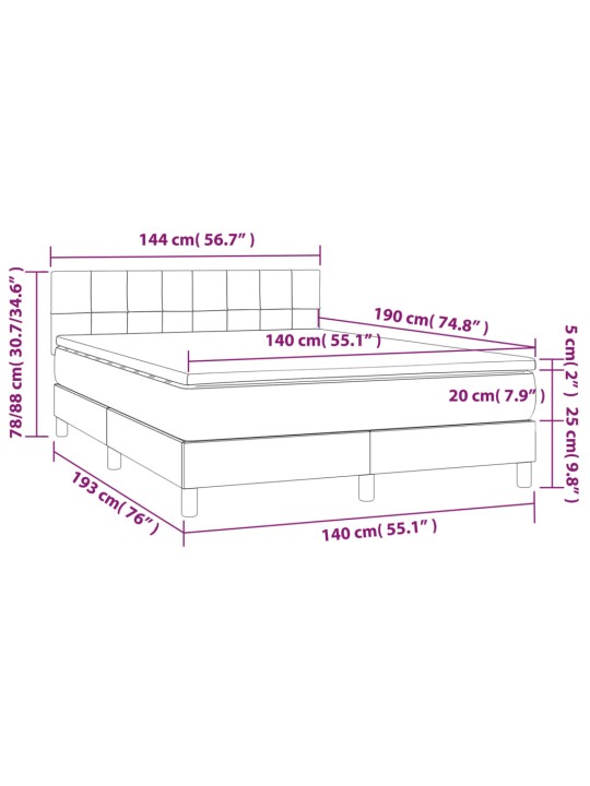 Box spring postel s matrací a LED černá 140x190 cm textil