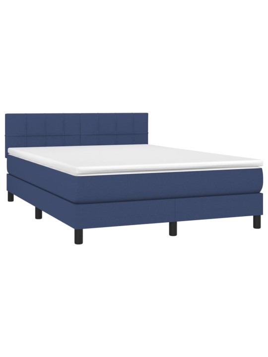 Box spring postel s matrací a LED modrá 140x190 cm textil