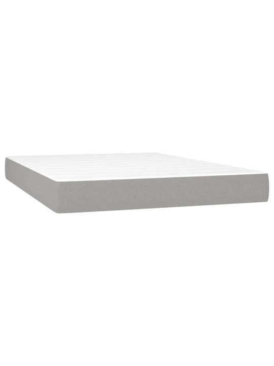 Box spring postel s matrací a LED světle šedá 140x200 cm textil