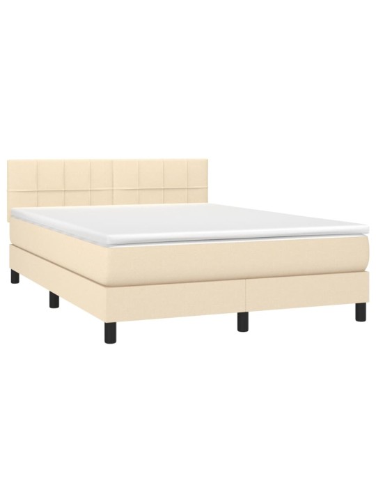 Box spring postel s matrací a LED krémová 140x200 cm textil