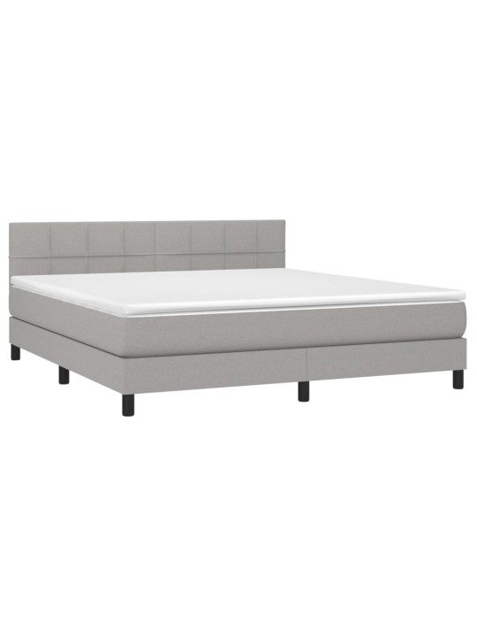 Box spring postel s matrací a LED světle šedá 160x200 cm textil
