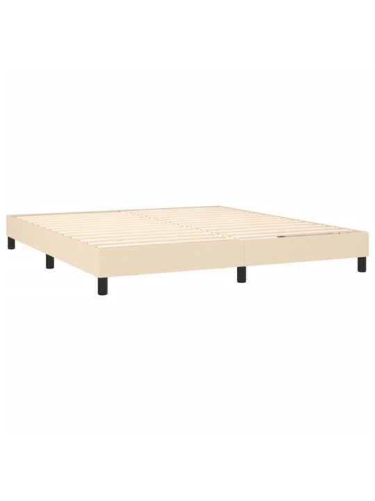 Box spring postel s matrací a led krémová 160x200 cm textil