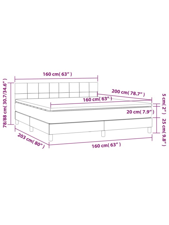 Box spring postel s matrací a led krémová 160x200 cm textil