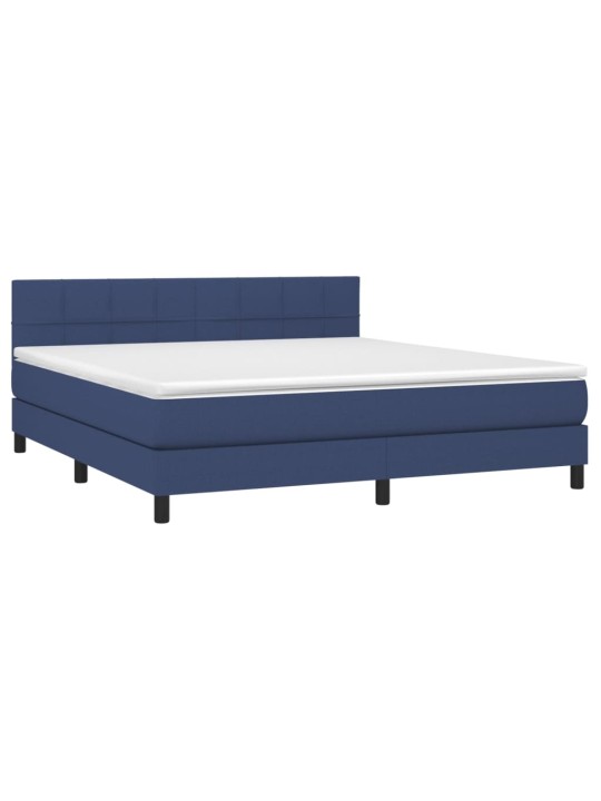 Box spring postel s matrací a LED modrá 160x200 cm textil