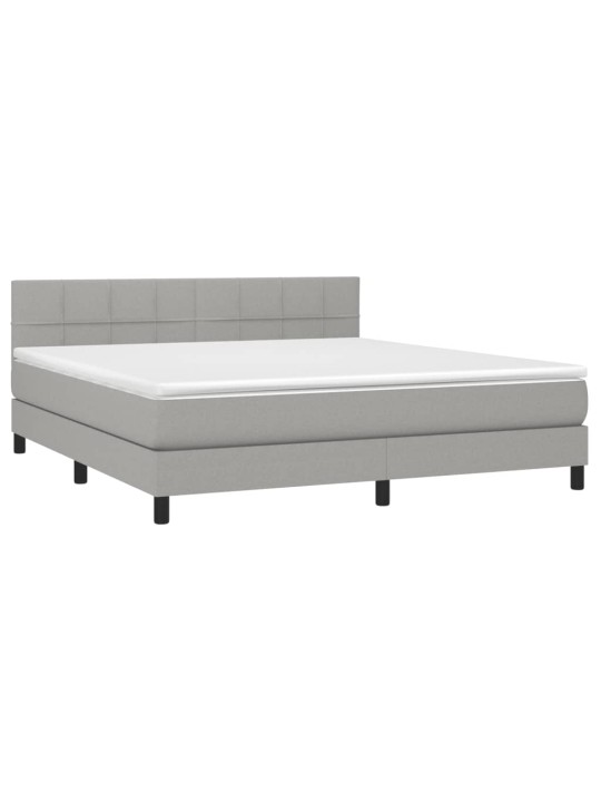 Box spring postel s matrací a LED světle šedá 180x200 cm textil