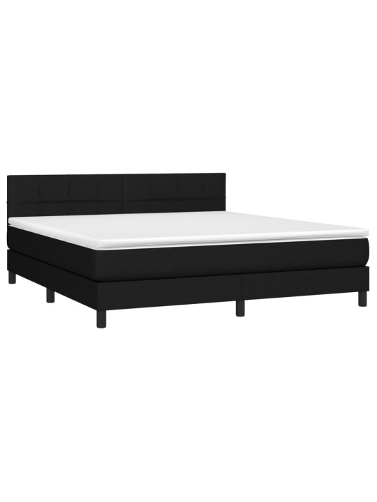 Box spring postel s matrací a LED černá 180x200 cm textil