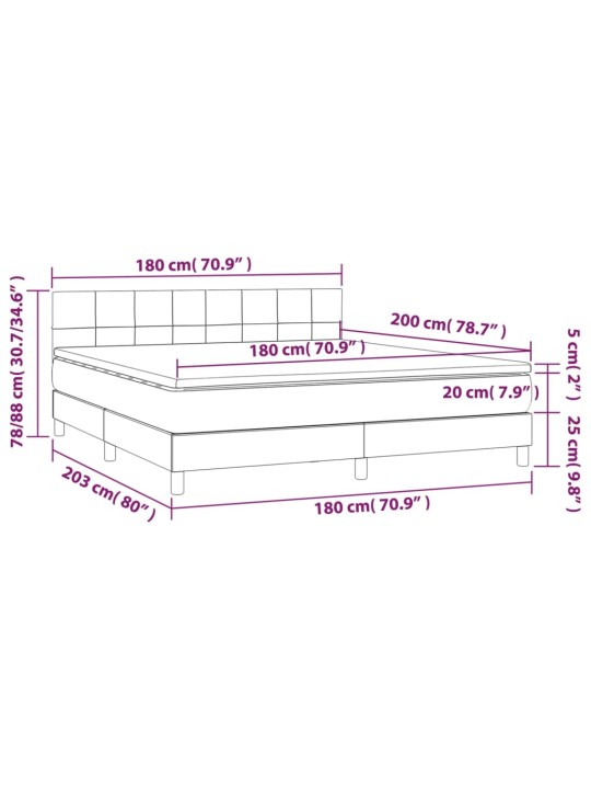 Box spring postel s matrací a LED černá 180x200 cm textil