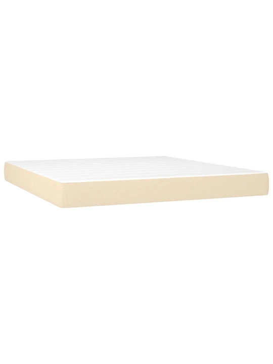 Box spring postel s matrací a LED krémová 180x200 cm textil