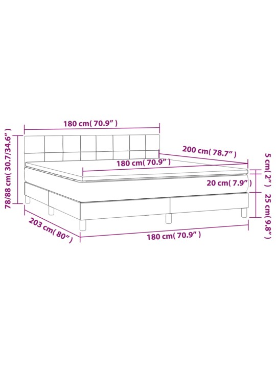 Box spring postel s matrací a LED modrá 180x200 cm textil