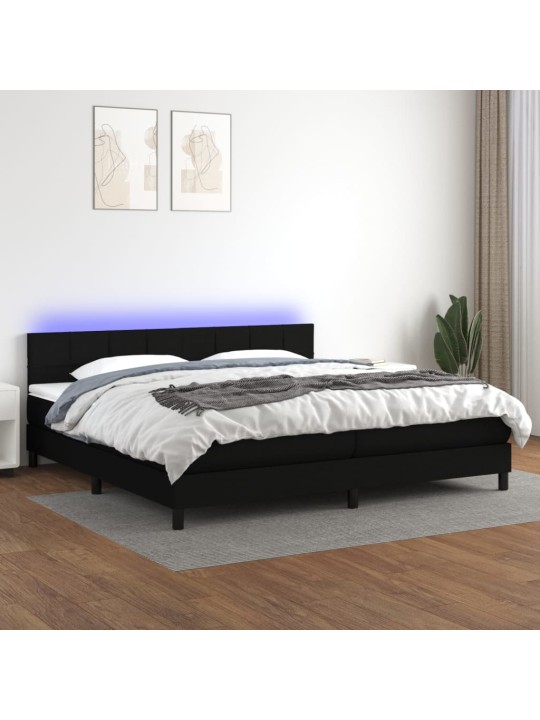 Box spring postel s matrací a LED černá 200x200 cm textil