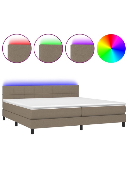 Box spring postel s matrací a LED taupe 200x200 cm textil