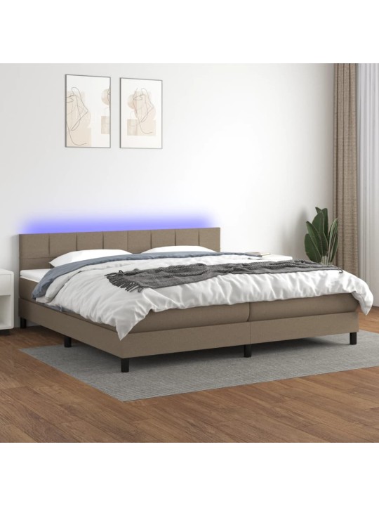 Box spring postel s matrací a LED taupe 200x200 cm textil
