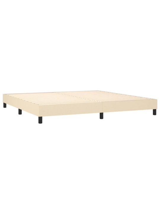 Box spring postel s matrací a LED krémová 200x200 cm textil