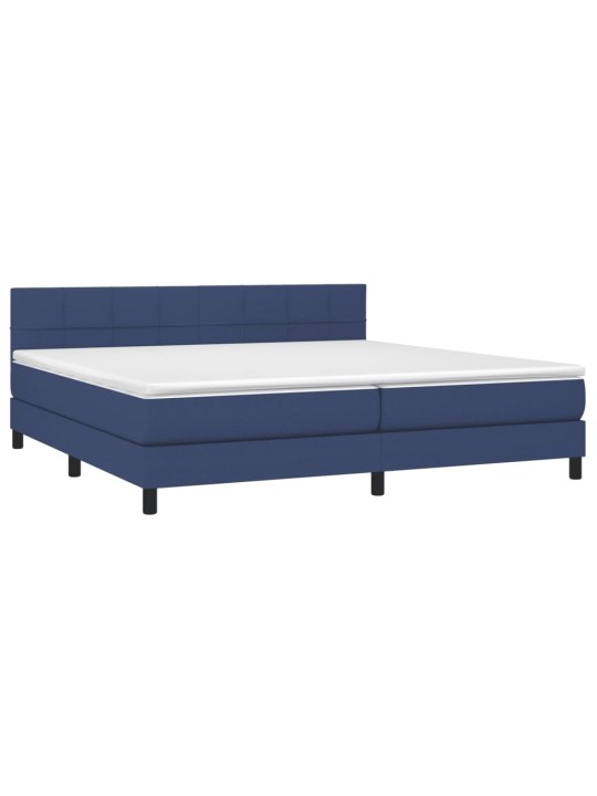 Box spring postel s matrací a led modrá 200x200 cm textil