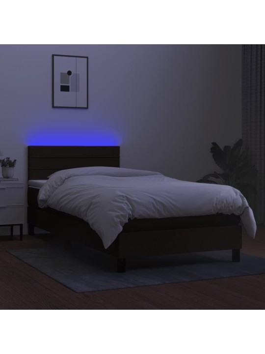 Box spring postel s matrací a LED černá 80 x 200 cm textil