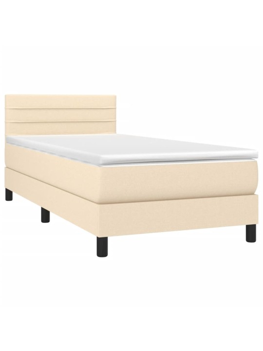 Box spring postel s matrací a LED krémová 80 x 200 cm textil