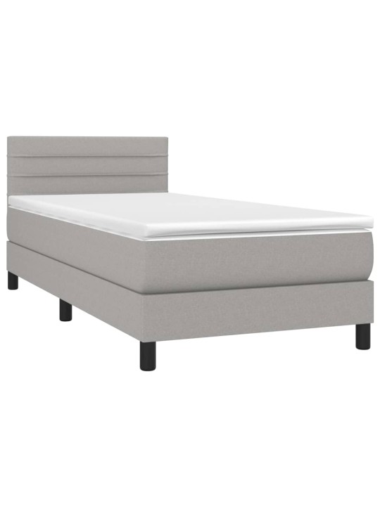 Box spring postel s matrací a LED světle šedá 100x200 cm textil