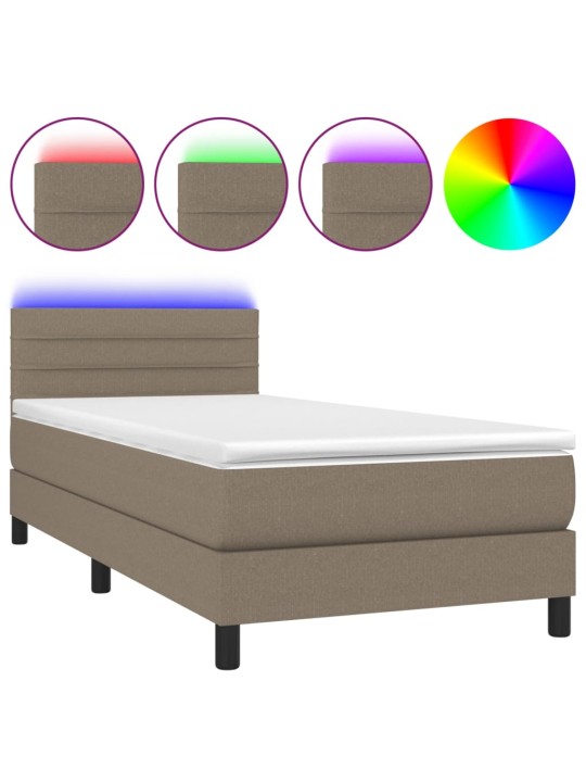 Box spring postel s matrací a LED taupe 100x200 cm textil