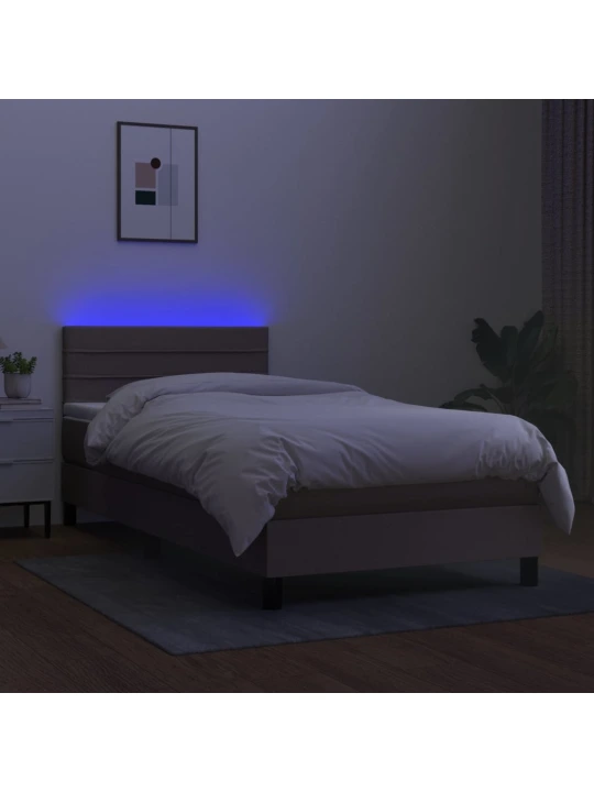 Box spring postel s matrací a LED taupe 100x200 cm textil