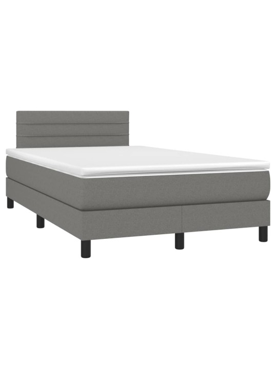 Box spring postel s matrací a LED tmavě šedá 120x200 cm textil