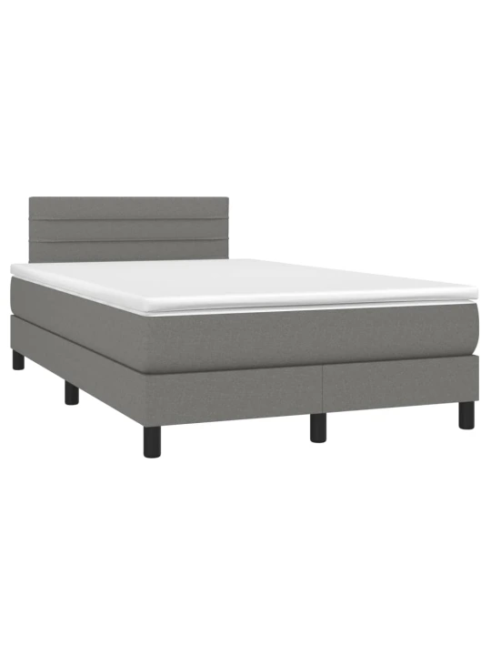 Box spring postel s matrací a LED tmavě šedá 120x200 cm textil