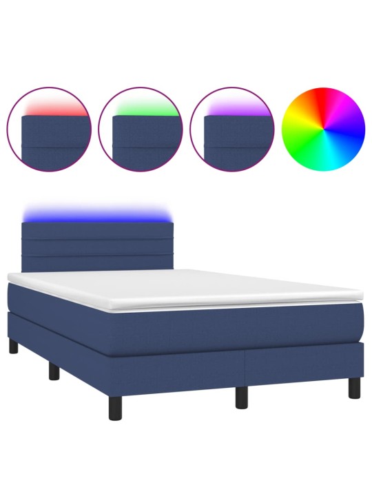 Box spring postel s matrací a LED modrá 120 x 200 cm textil
