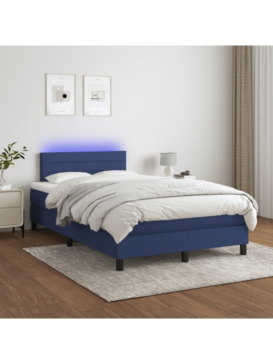 Box spring postel s matrací a LED modrá 120 x 200 cm textil