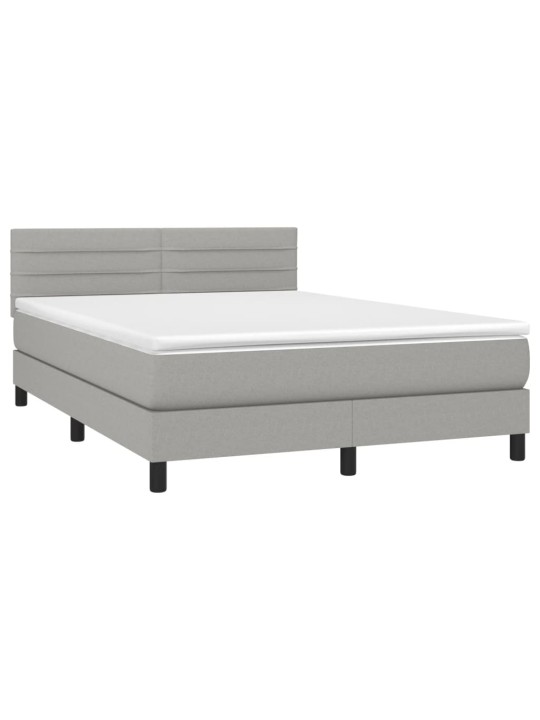 Box spring postel s matrací a LED světle šedá 140x190 cm textil