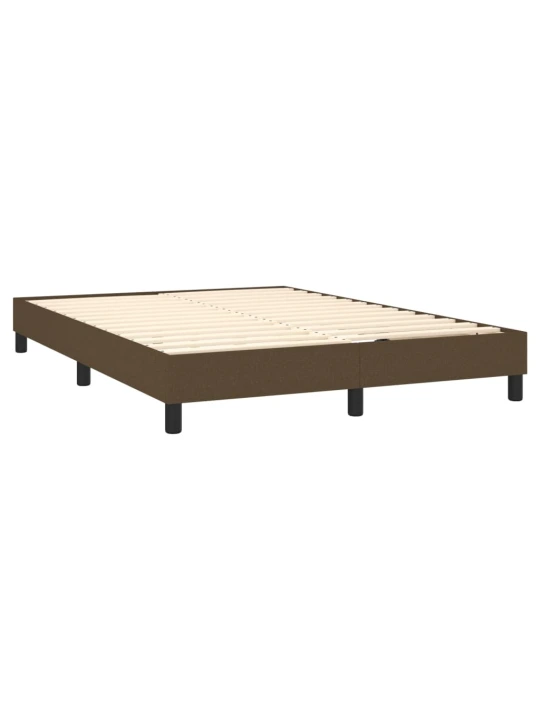 Box spring postel s matrací a LED tmavě hnědá 140x190 cm textil