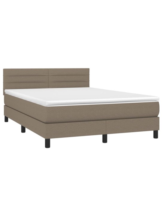 Box spring postel s matrací a LED taupe 140x190 cm textil