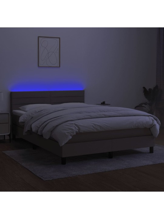 Box spring postel s matrací a LED taupe 140x190 cm textil
