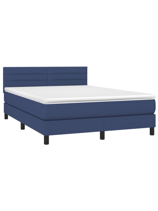 Box spring postel s matrací a LED modrá 140x190 cm textil