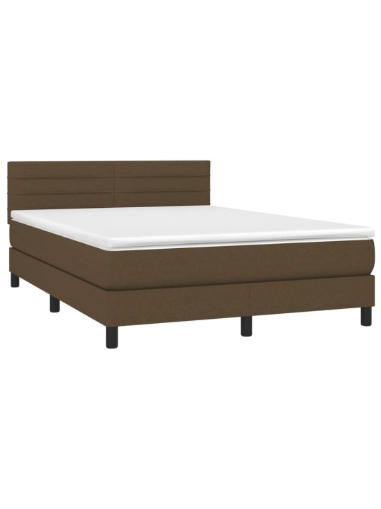 Box spring postel s matrací a LED tmavě hnědá 140x200 cm textil